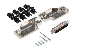 D-Sub Connector Kit, DA-25 Plug, Solder, Die-Cast Zinc Alloy